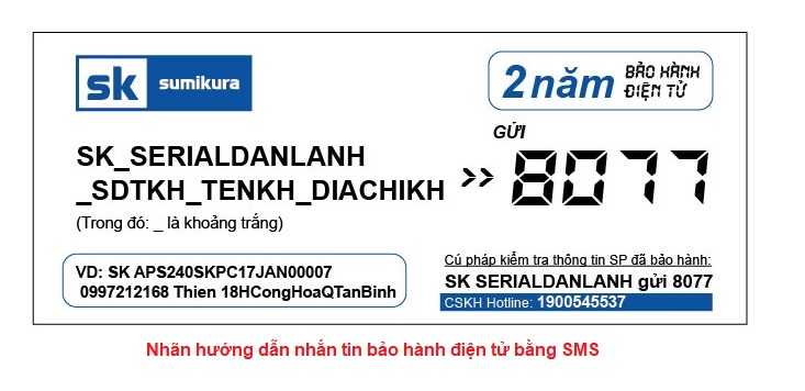 mẫu tem hướng dẫn bảo hành điện tử SMS